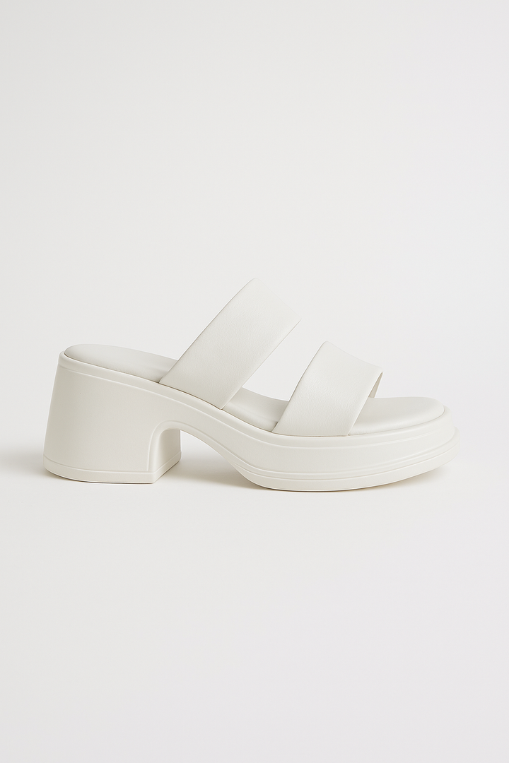Calf Leather Sandals – Chunky High Heel
