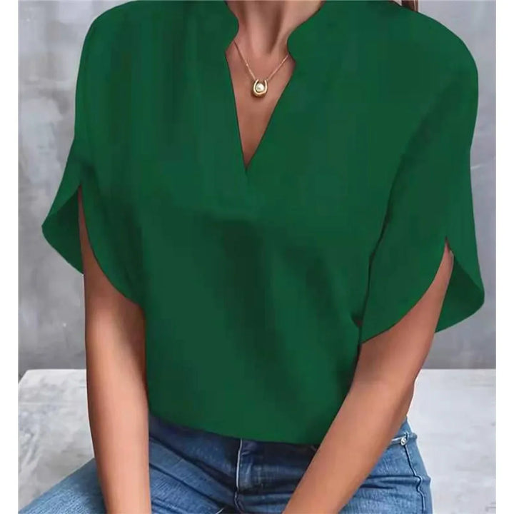 Women's Casual V-Neck Flutter Sleeve Blouse