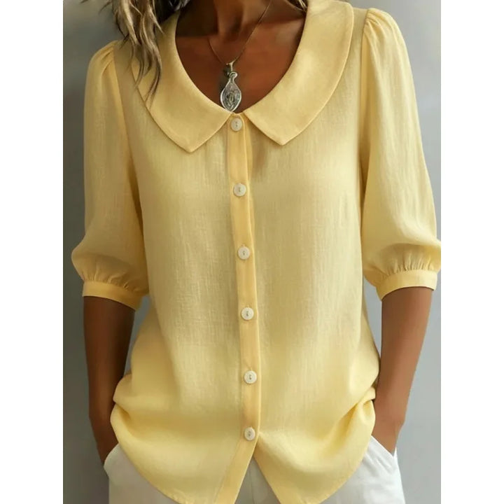 Women's Button-Up Blouse with Peter Pan Collar