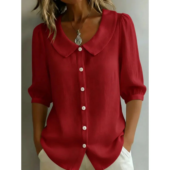 Women's Button-Up Blouse with Peter Pan Collar