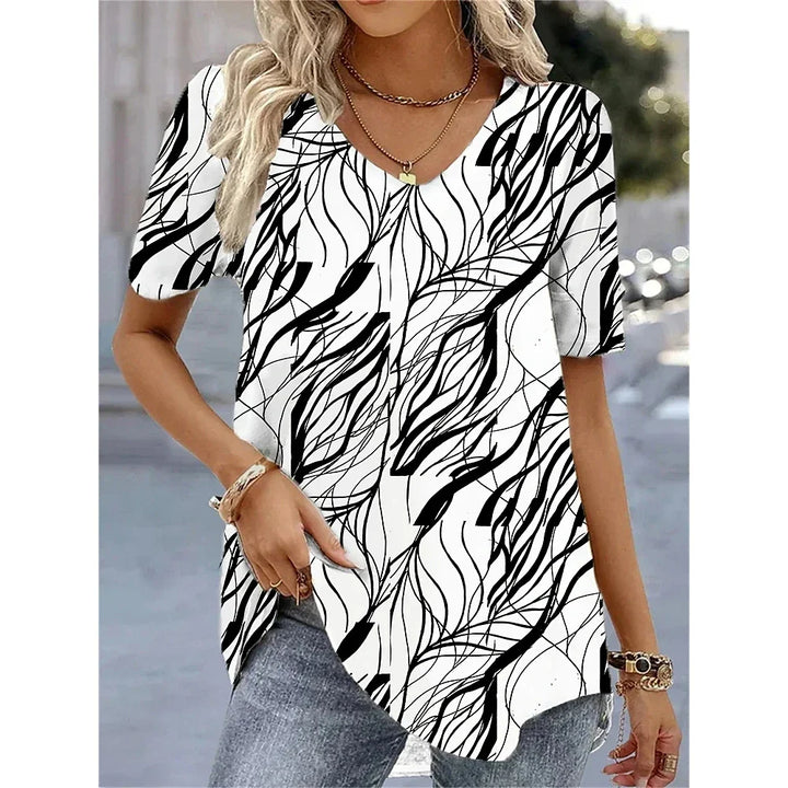 Women's Floral V-Neck Relaxed Fit Everyday Blouse