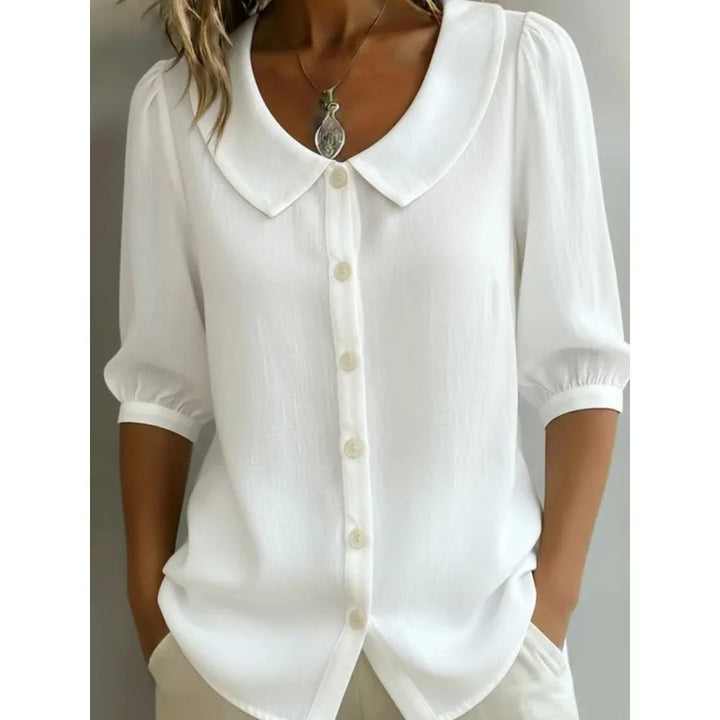 Women's Button-Up Blouse with Peter Pan Collar