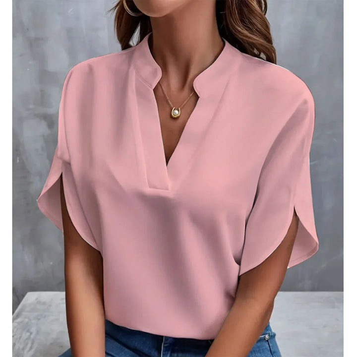 Women's Casual V-Neck Flutter Sleeve Blouse