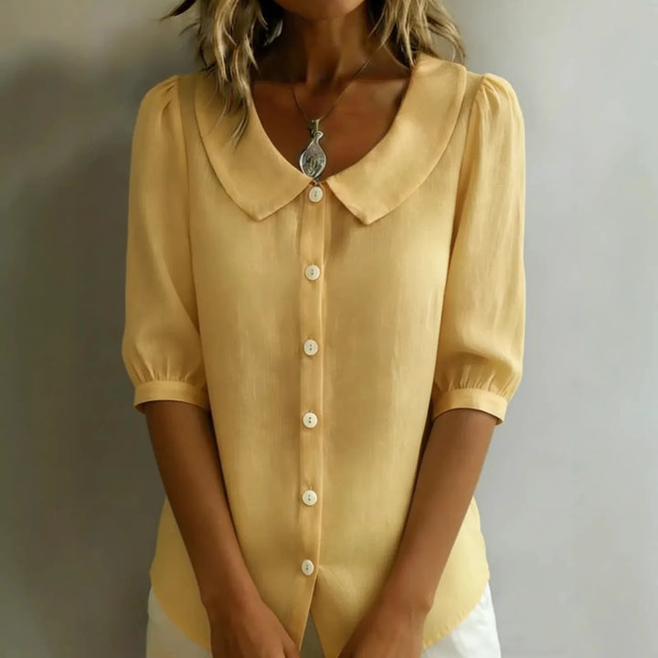 Women's Button-Up Blouse with Peter Pan Collar
