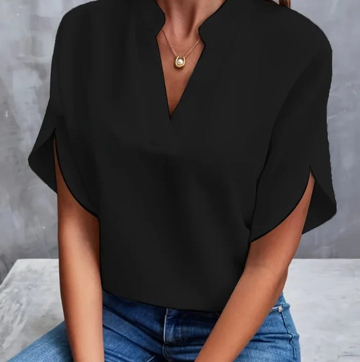 Women's Casual V-Neck Flutter Sleeve Blouse