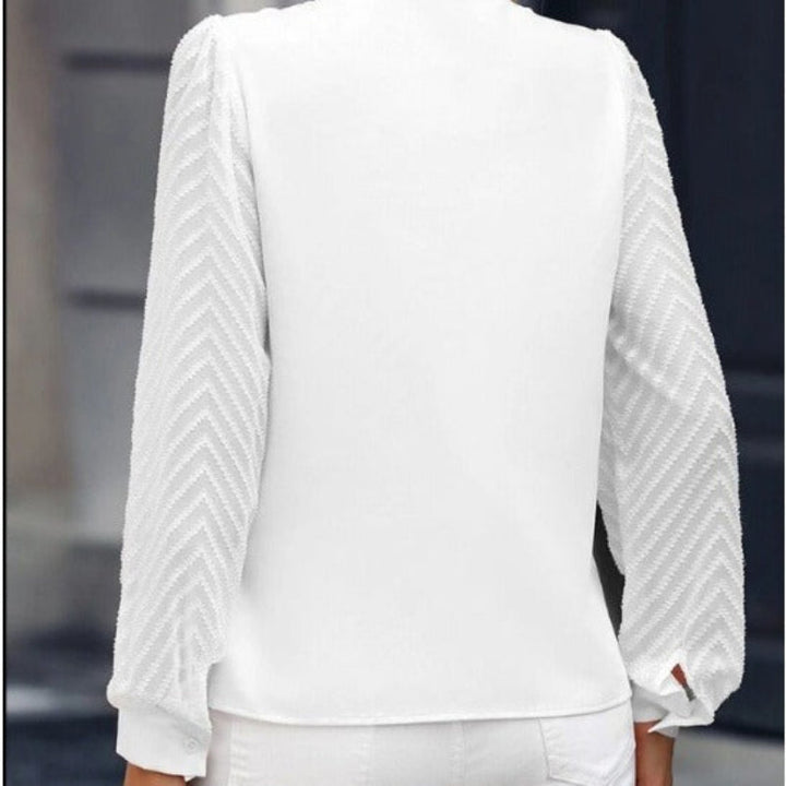 Women's Textured Long Sleeve V-Neck Blouse