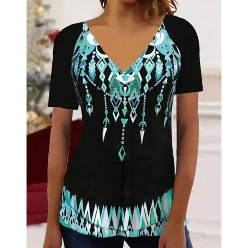 Women's Floral V-Neck Relaxed Fit Everyday Blouse