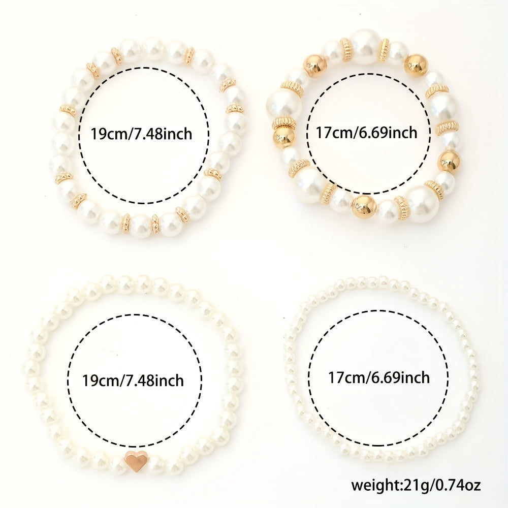 PEARL HEART BRACELET SET
