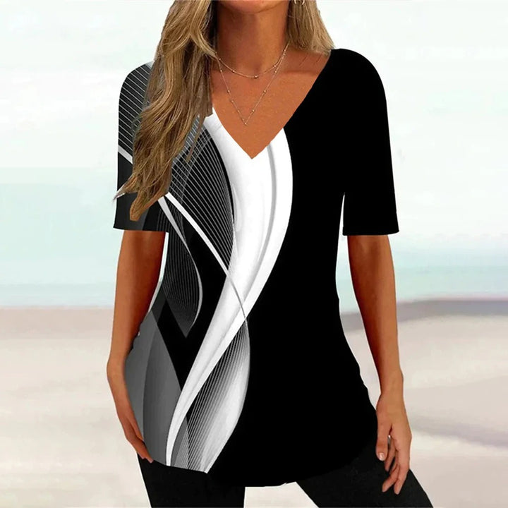 Women's Floral V-Neck Relaxed Fit Everyday Blouse